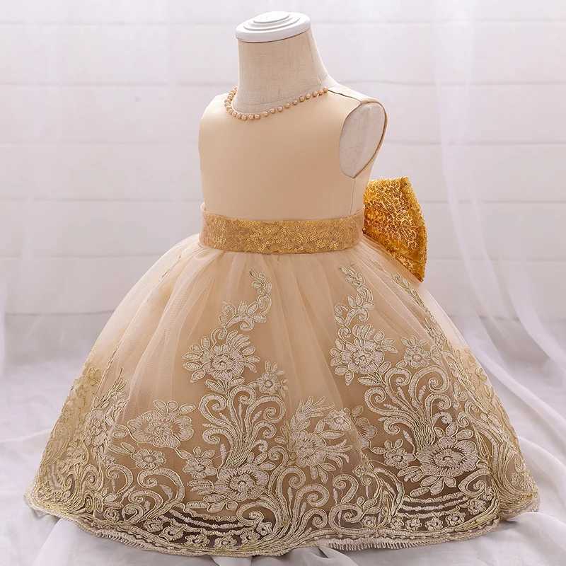 Flower Champagne 1srt Baby Clothing Princess Clothing Baptist Dress Baby Vest Preschool Ceremony X250203