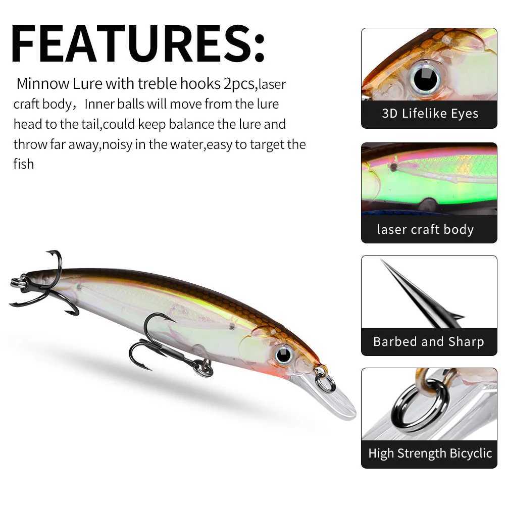 1pc 7g/9cm 14g/11cm 40g/16cm Minnow Fishing Lure Nosiy in the body Hard Bait Crankbait Lure Carp Artificial Trolling Bait TackleXJ250122