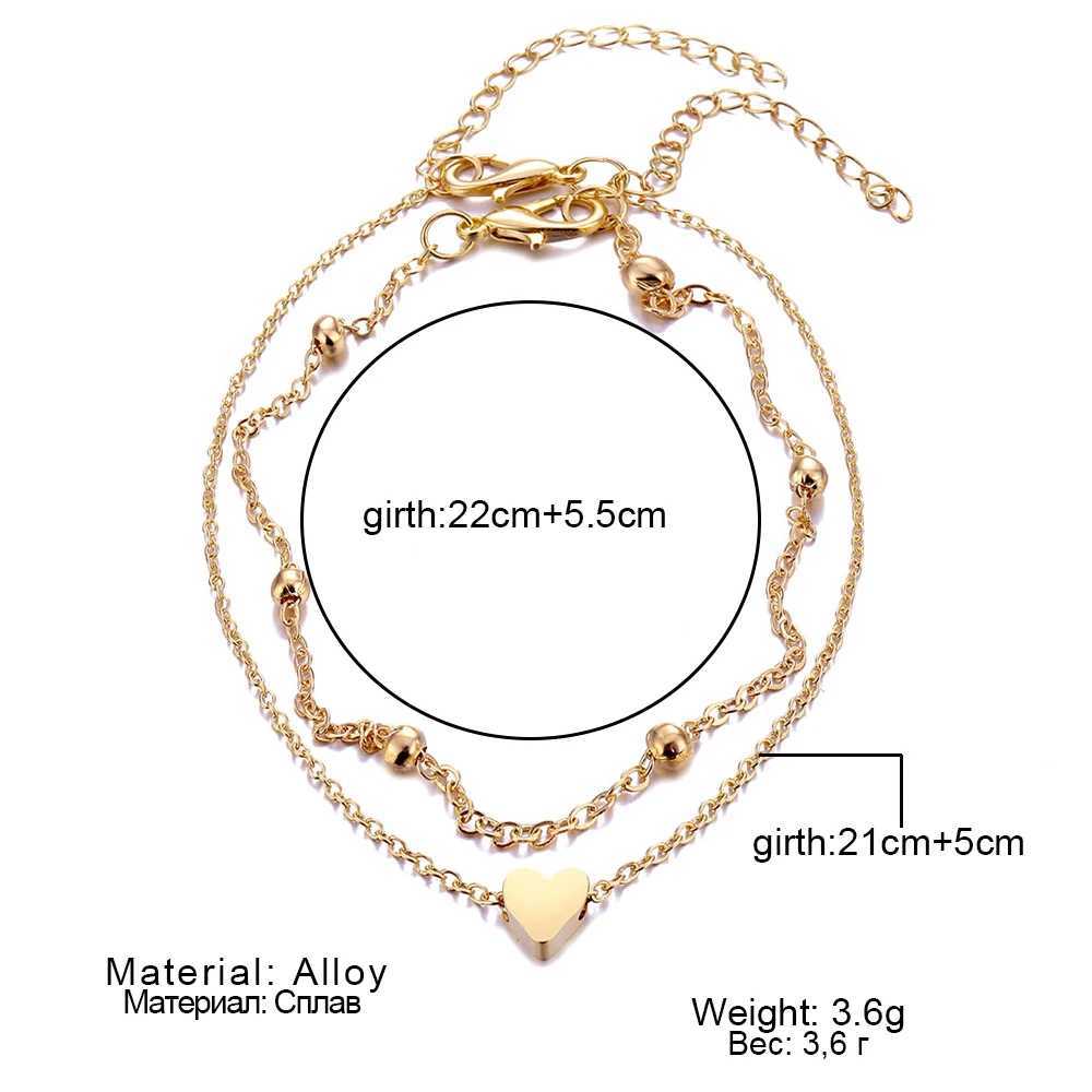 IPARAM Womens Anklet Bohemian Layered Heart Anklet Summer Beach Anklets On Foot Ankle Bracelets For Women Leg ChainXJ250121