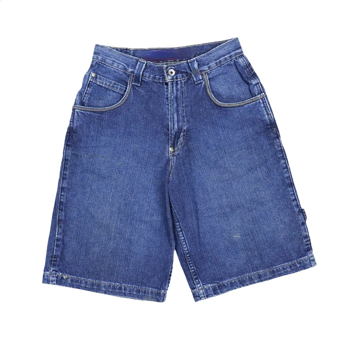 Hip Hop Dragon Embroidery Retro Denim Shorts Y2k Blue Wash Wide Leg Straight Work Pants Men Women Streetwear Jorts Clothing 250110
