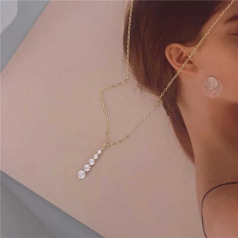 925 Sterling Silver French Simple Crystal Pendant Clavicle Chain Necklace Women Light Luxury Temperament Wedding Jewelry GiftXJ250114