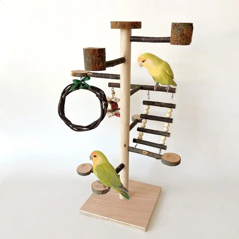 Bird Playground Parrot Play Stand Sturdy Wood Playstand For Parrots Bird Playground Training Wood Stand Perch For Cockatiel 250121