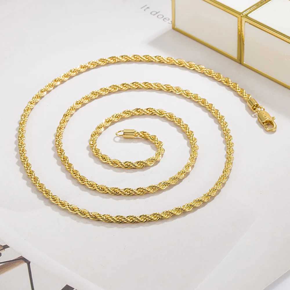 Men 1005 Sterling Silver 3mm Twist Rope Chain Necklace Women Diamond Cut Clasp Box Chain 16-30 inch Chocker Jewelry Boy GiftsXJ250114
