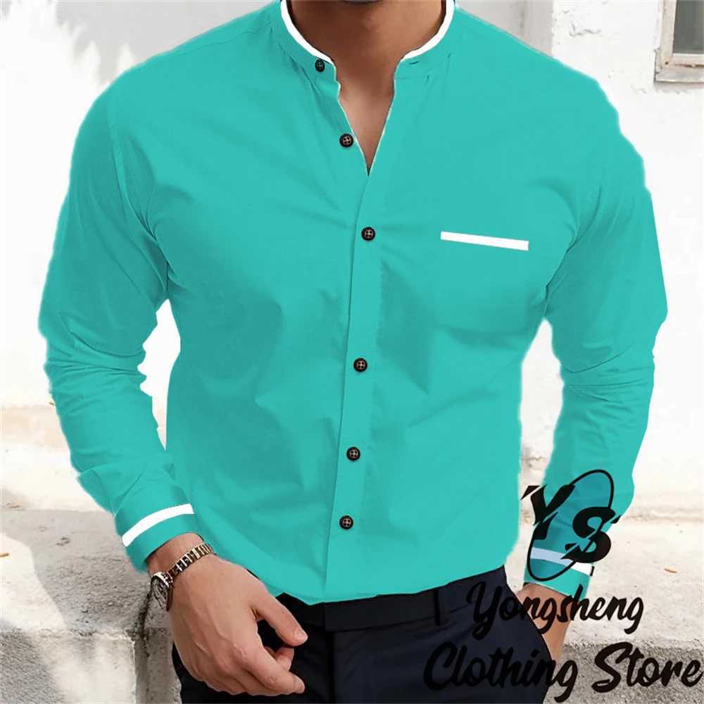 Mens Long Sleeve Shirts Plain Shirts Fashionable High Quality Mens Tops Blue White Pink Green Red Extra Large Size ClothingXJ250121