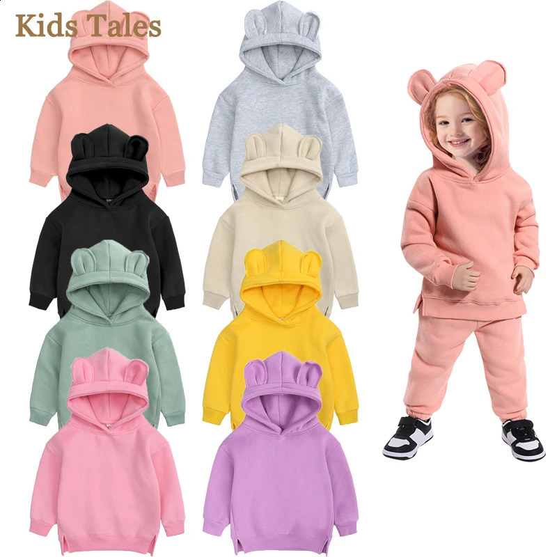 Kids Clothes Boys Hoodies Autumn Winter Childrens Sweater For Girl Sweatshirt Baby Solid Top Cute Bear Hooded Outwear 250121