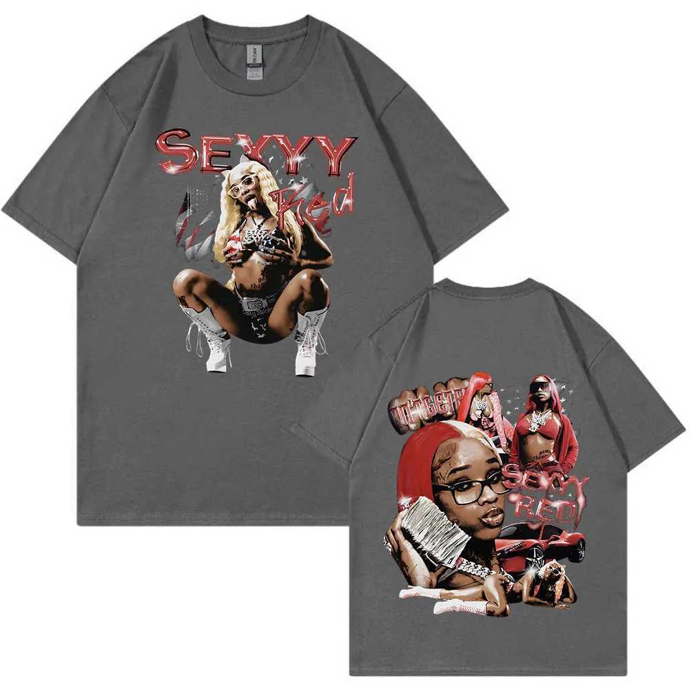 Rapper Sexyy Red Graphic T-shirt Men Women Fashion Hip Hop Oversized T Shirt Casual 100% Cotton Short Sleeve T-shirts Streetwear X250203