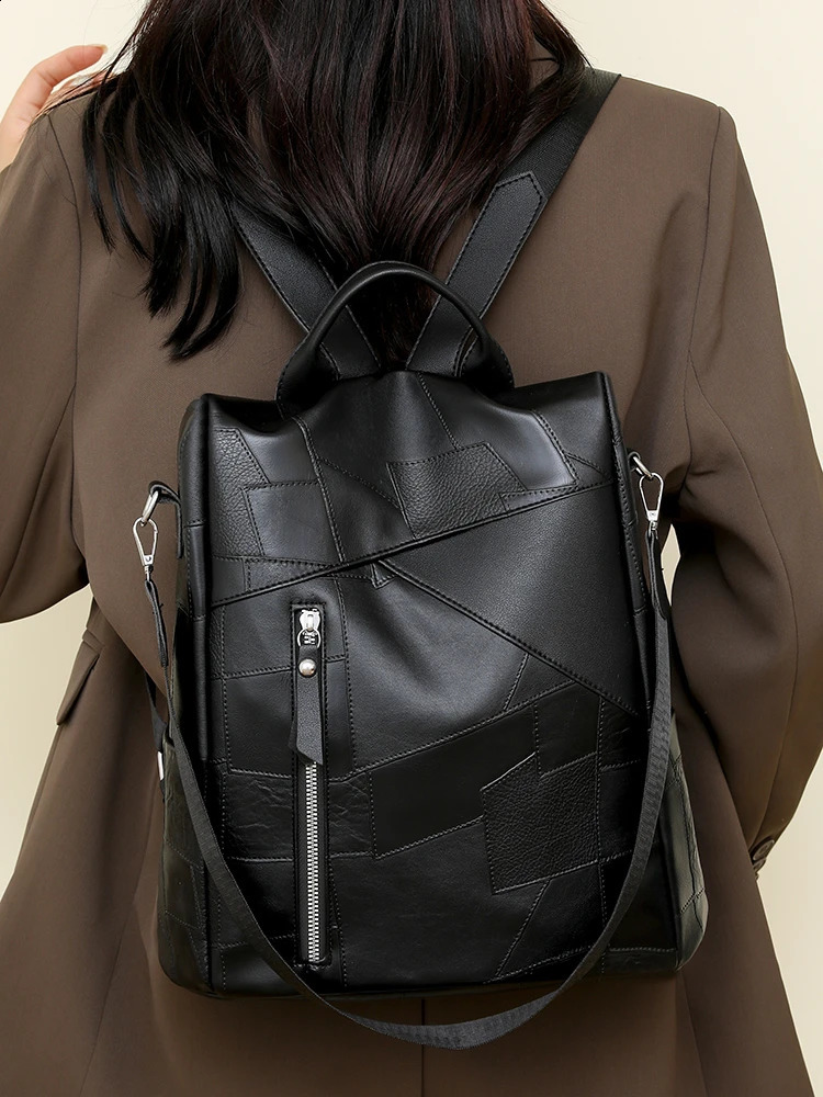 PU soft leather large capacity backpack 250122