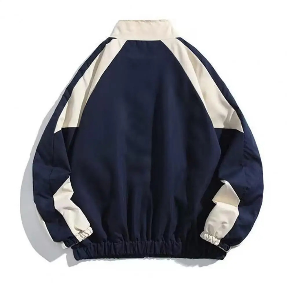 Men Windbreaker Jacket High Street Hop Style Color Block for Women Stand Collar Long Sleeve Spring 250122