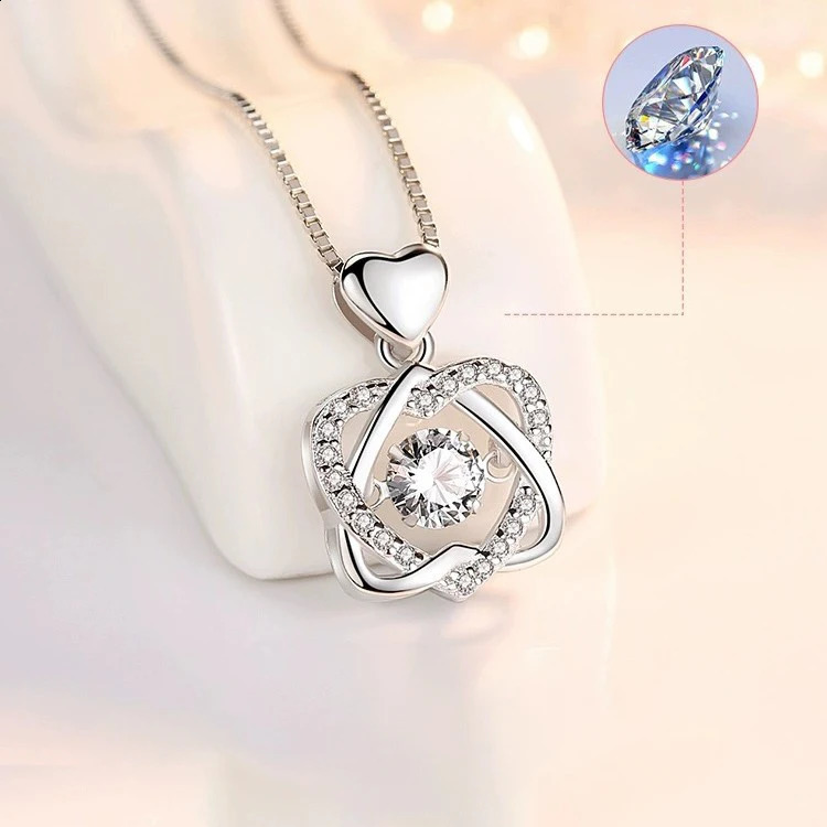 Beating Heart Zircon Necklace With Lift Rose Gift Box For Girlfriend In Christmas Valentine Gift Fashion Jewelry 250117