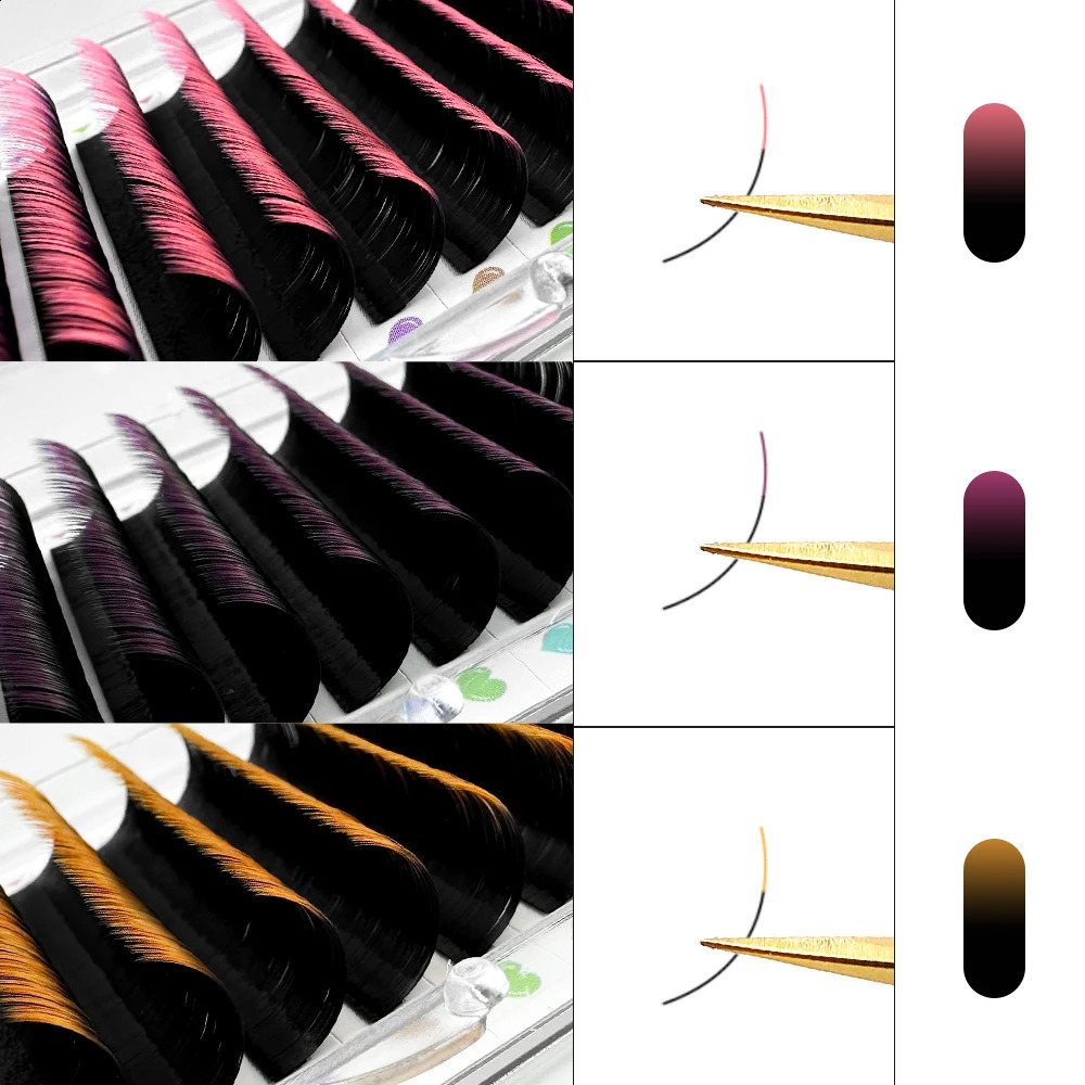 ABONNIE Gradient Red Green Blue Purple Color Eyelash Extension Individual Faux Mink Ombre False Eye Colored Lashes 250110