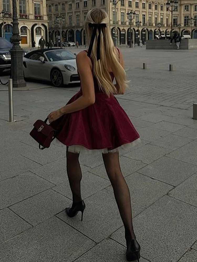 Sexy Tube Top Lace Dress Women Slim Sveless Pleated Mini A-line Party Dresses 2024 Fashion Solid Evening Strap Solid RobeXJ250115