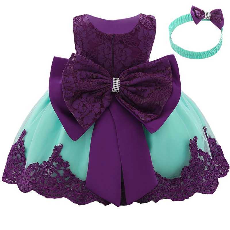 Big Bow Baby Girls Dress Newborn Baptist Princess Party Flower Dress Girl Dress Preschool First Birthday Christmas Childrens Clothing X250203