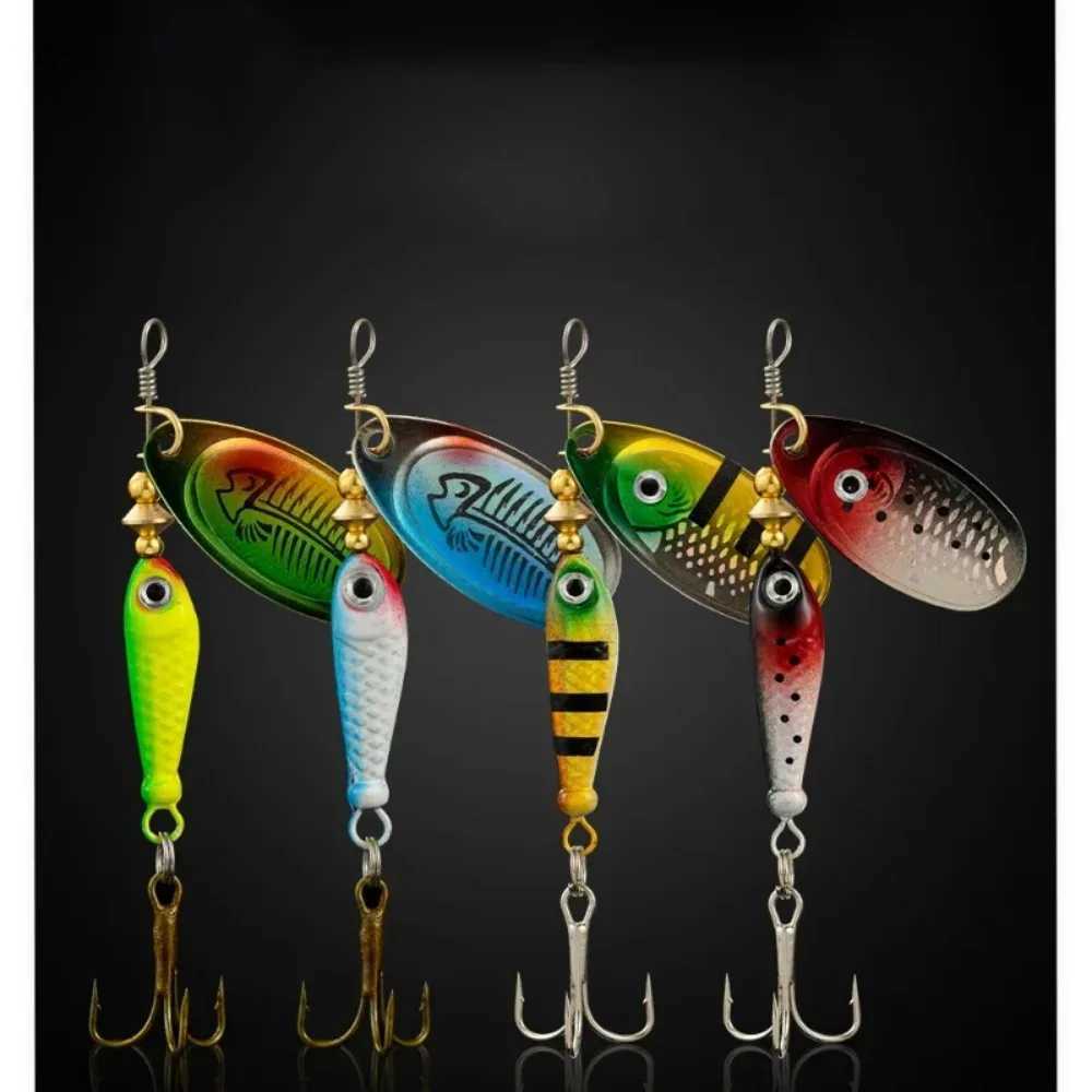 1pcs Rotating Metal Spinner Fishing Lures 9.1g 7cm Sequins Iscas Artificial Hard Baits Crap Bass Treble Hook Tackle AccessoriesXJ250122