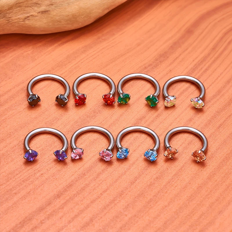 5Pc ASTM 36 G23 Ttianium Labret Ear Lip Stud Jewelry CZ Stone Cartilage Tragus Earring Tongue studs Threaded Body 250110