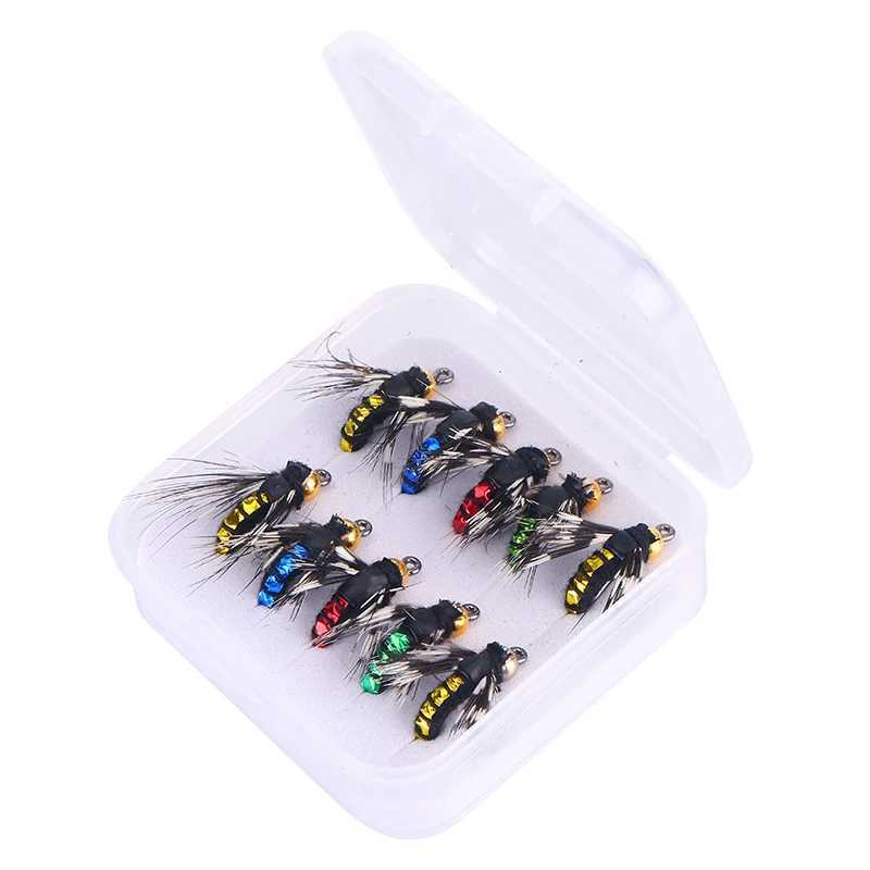 40PCS #14 Hot Sale Brass Bead Head Fast Sinking Nymph Scud Fly Bug Worm Trout Fishing Flies Artificial Insect Fishing Bait LureXJ250122