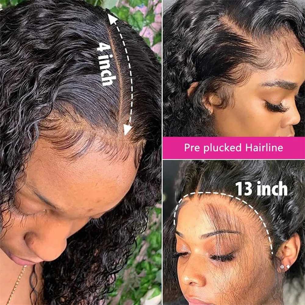 Kinky curly 13x4 Lace Frontal And Clo Brazilian 100% Human Hair Remy 4x4 Lace Clo Body Wave Deep Wave WaterXJ250120