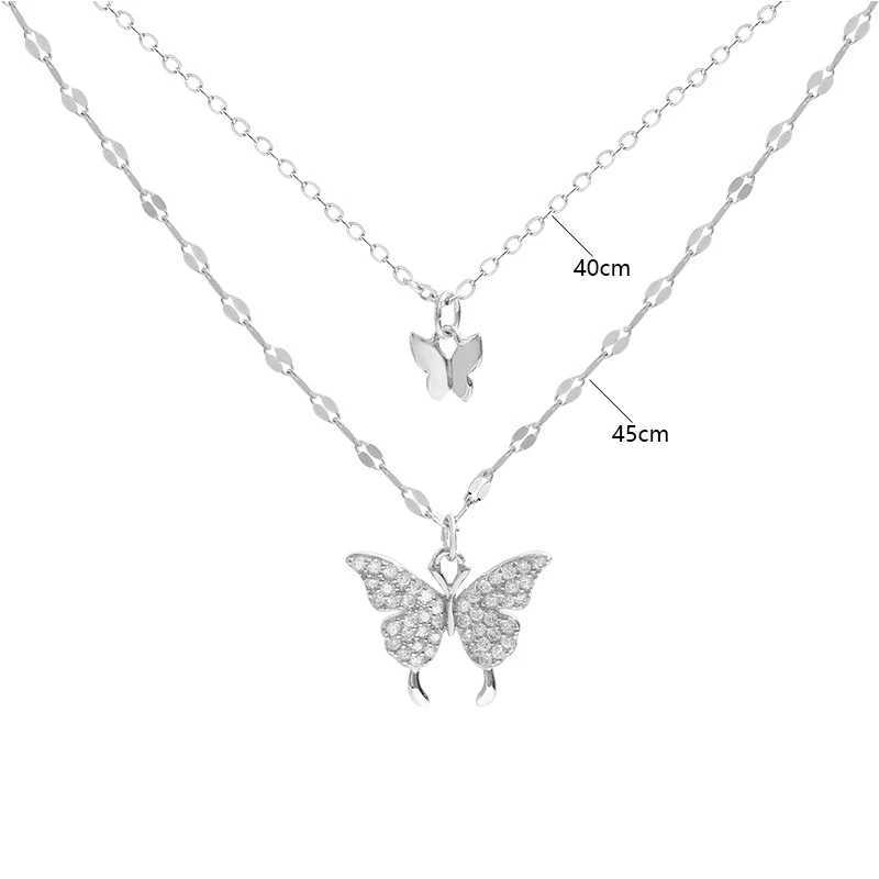 Lats New Shiny Butterfly Necklace Exquisite Double Layer Clavicle Chain Jewelry For Ladies GiftXJ250121