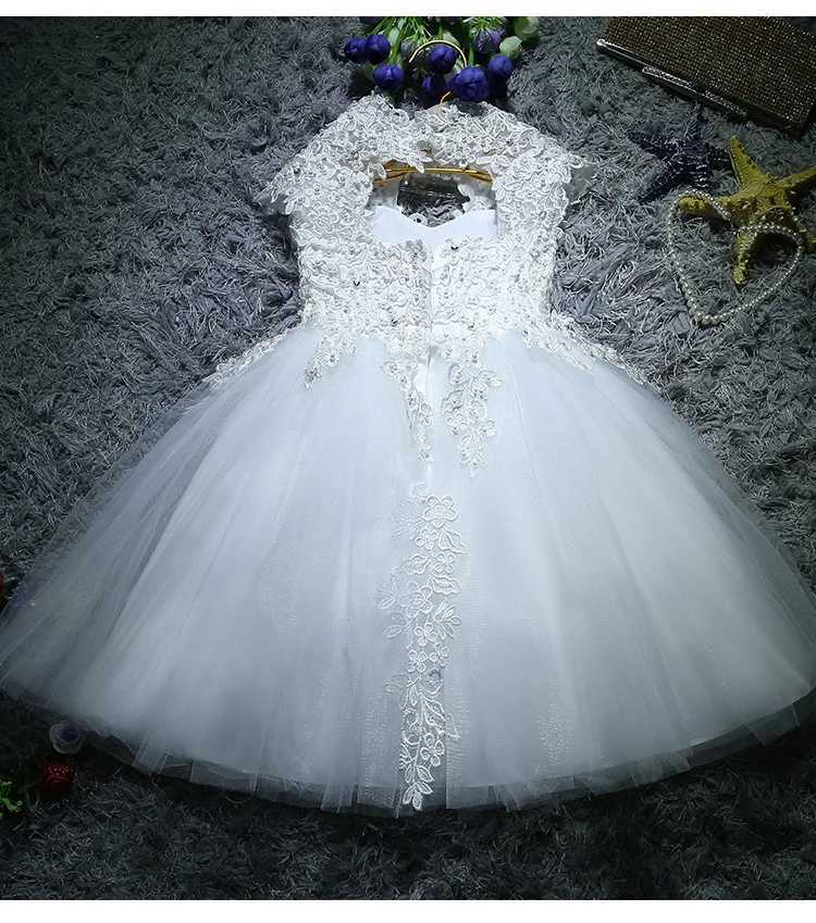 New Baby Girls Baptism Dresses White Pearls Beads Lace 1 Year Birthday Dress Infant Princess Christening Dress X250203