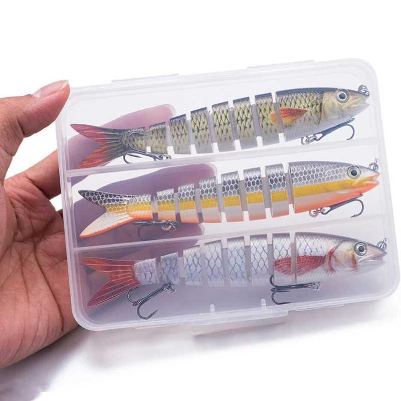 3pcs 8 Segment Fishing Lure Multi Jointed Swimbait Artificial Bait Slow Sinking Bionic Fishing Bait Cool Fishing GearXJ250122