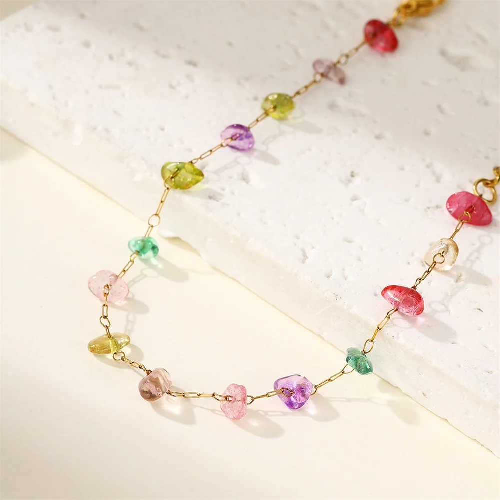 Colorful Natural Stone Anklet For Women Tren Stainl Steel Anklet Party Wedding Fashion Jewelry Girls Gift 2024XJ250121