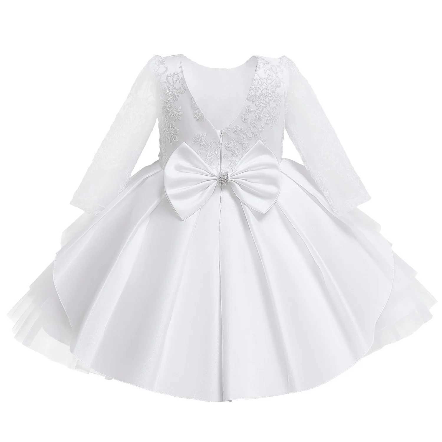 Baby Girls White Baptism Dress with Flower Embroidery - Perfect for Birthday Wedding Special Occasions X250203
