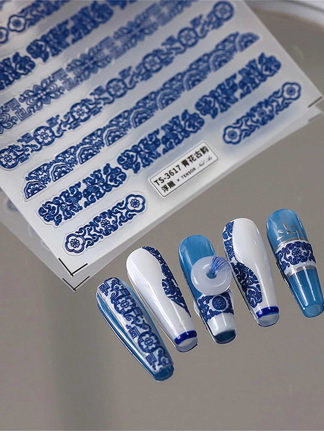 1pcs 5D Retro Style Dragon Phoenix Flower Nail Stickers Relief Self Adhesive Nail Art Decoration Decals Supplies DIYXJ250120