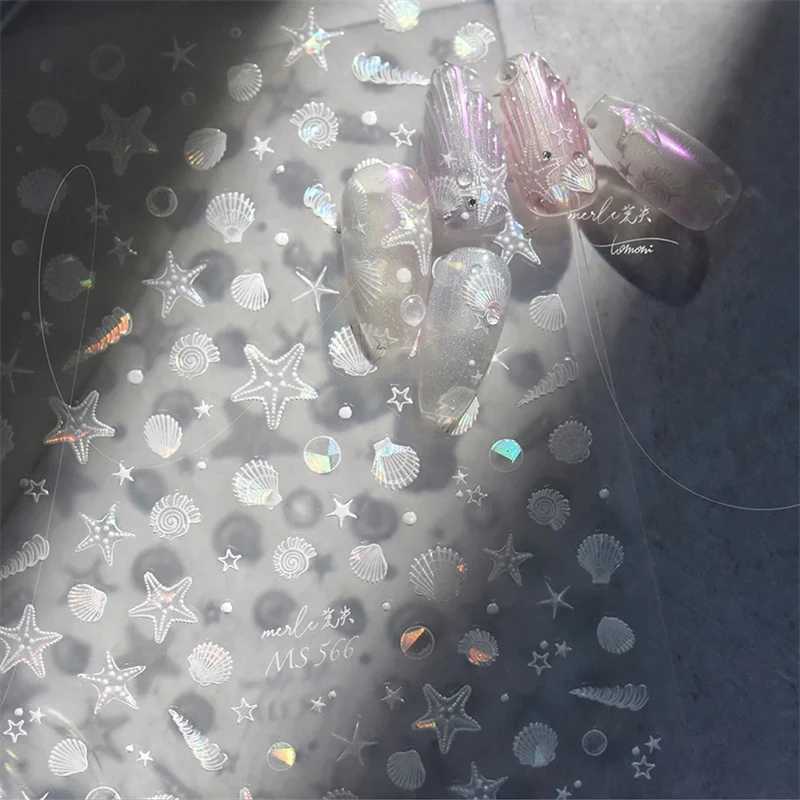 Summer Beach Ocean Shell Starfish Clams Conch Stars Sea Bubble Seasnail Soft Relief Decoration Nail Art Stickers Manicure DecalsXJ250120