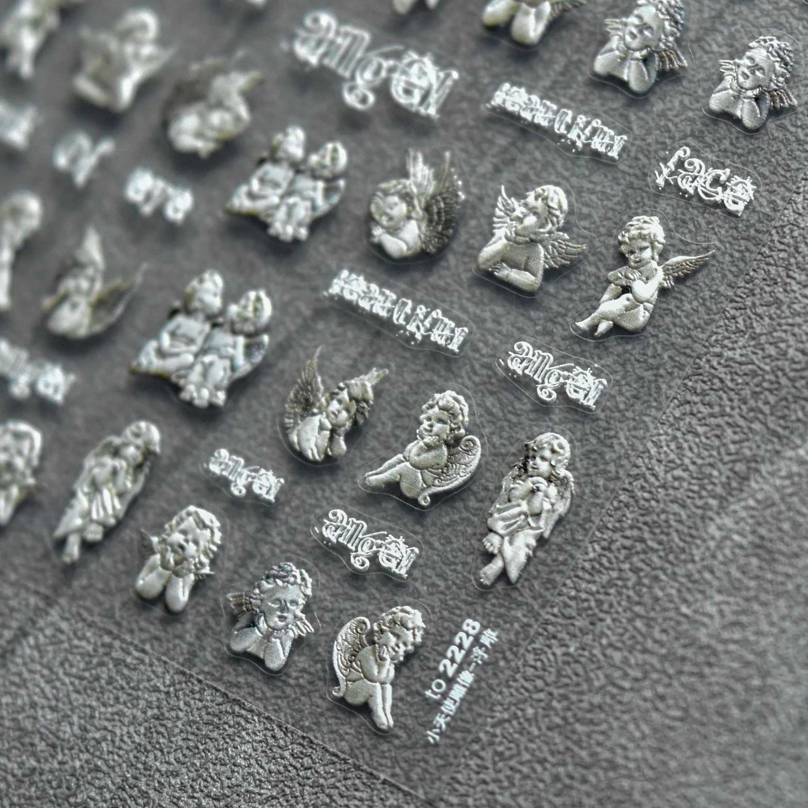 Vintage Cute Cupid Angel Statue 5D Embossed Reliefs Self Adhesive Nail Art Stickers Retro Figure Sculpture 3D Manicure DecalsXJ250120