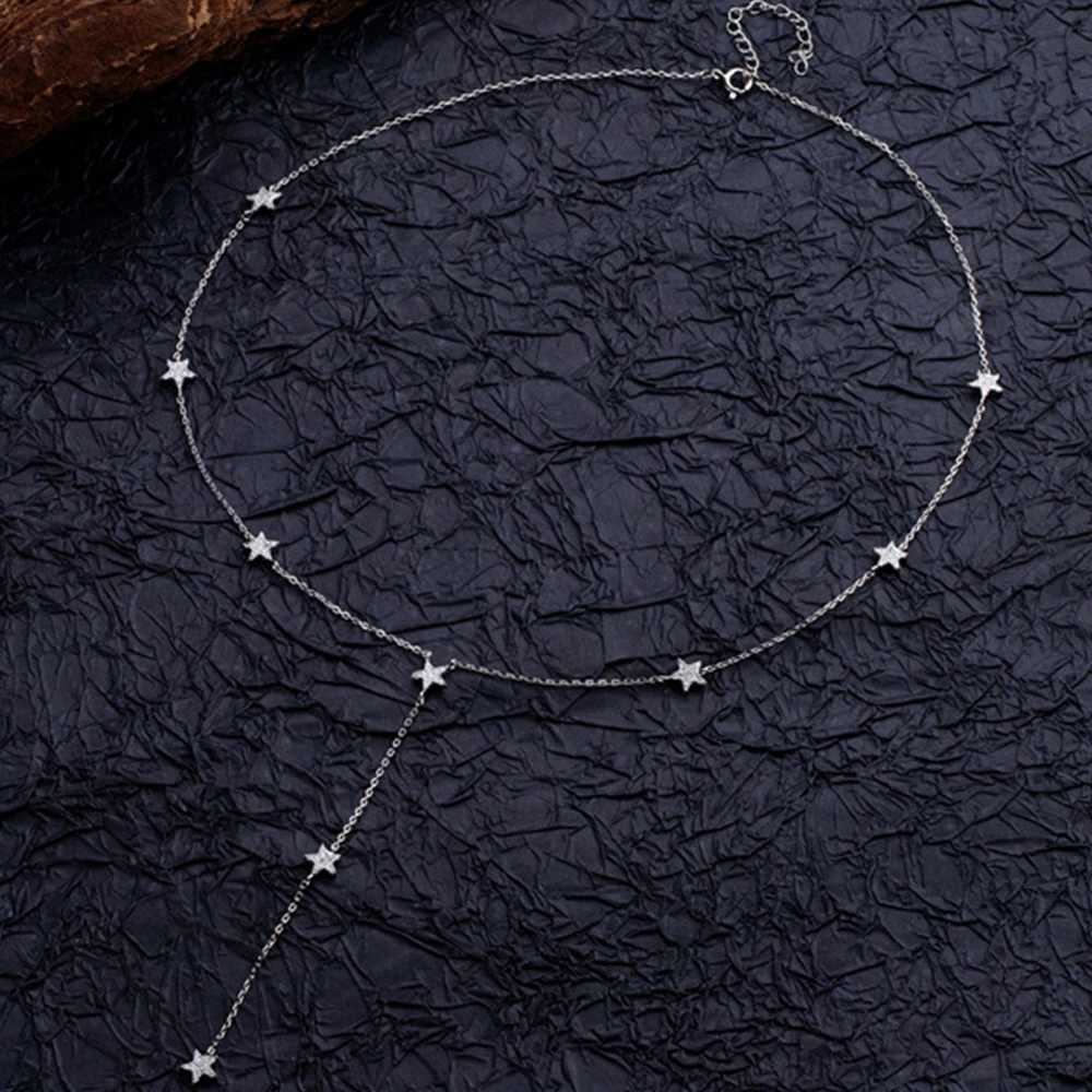 Real S925 Sterling Silver Star Necklace Women Brilliant Five Pointed Star Pendant Necklace Female Luxury Jewelry Shiny 5A ZirconXJ250114
