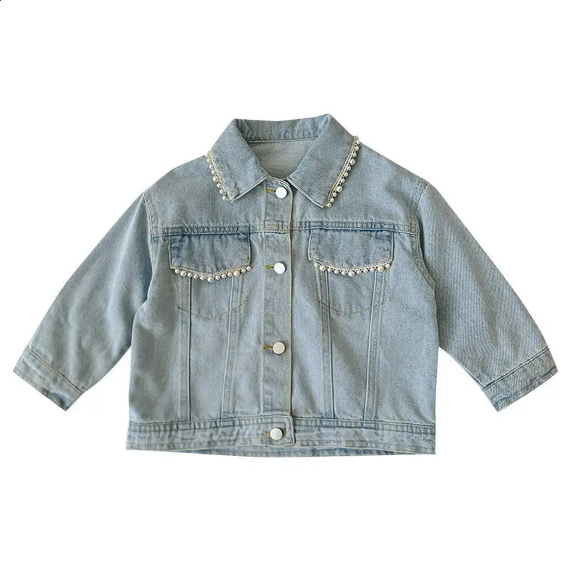 LOVE DD MM Girls Jackets Children Clothing Princess Pocket Pearl Denim Baby Outerwear Coat Kids Clothes Costumes 3-8 Years 250121a