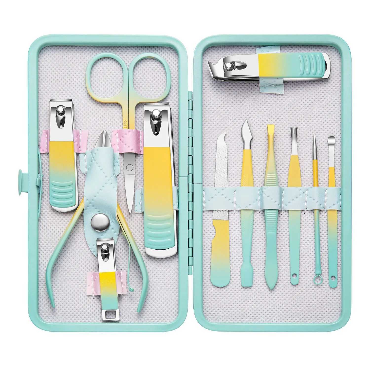 New Gradient colors 7-18pcs Manicure Set Pedicure Sets Nail Clippers High-quality Steel Professional Nail Cutters ToolsXJ250121