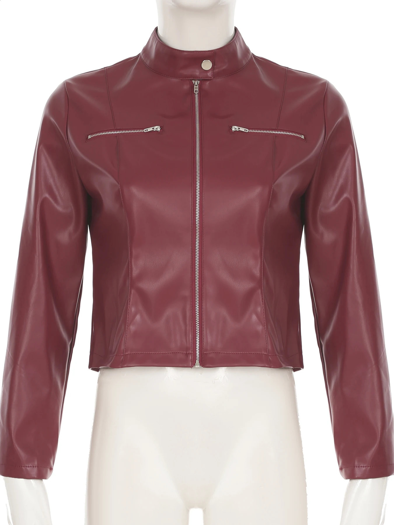 Rockmore Womens PU Leather Jackets Streetwear Basic Zipper Coats Autumn Vintage Solid Outerwear Y2k Clothes Aesthetic 90s Tops 250122