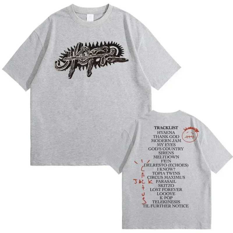 Rapper Tshirt UTOPIA Album Graphics Mens T-shirts Hip Hop Pure Cotton Tees Male Casual Oversized T Shirt Streetwear X250203