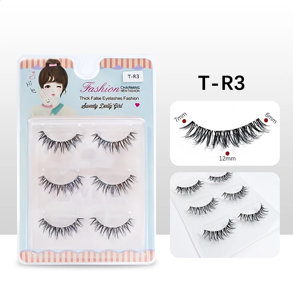 3Pairs Clear Band Fluffy Mink Eyelashs 10mm-12mm Short Natural Lashes Chinese Makeup Wholesale Lashes Vendor 250110