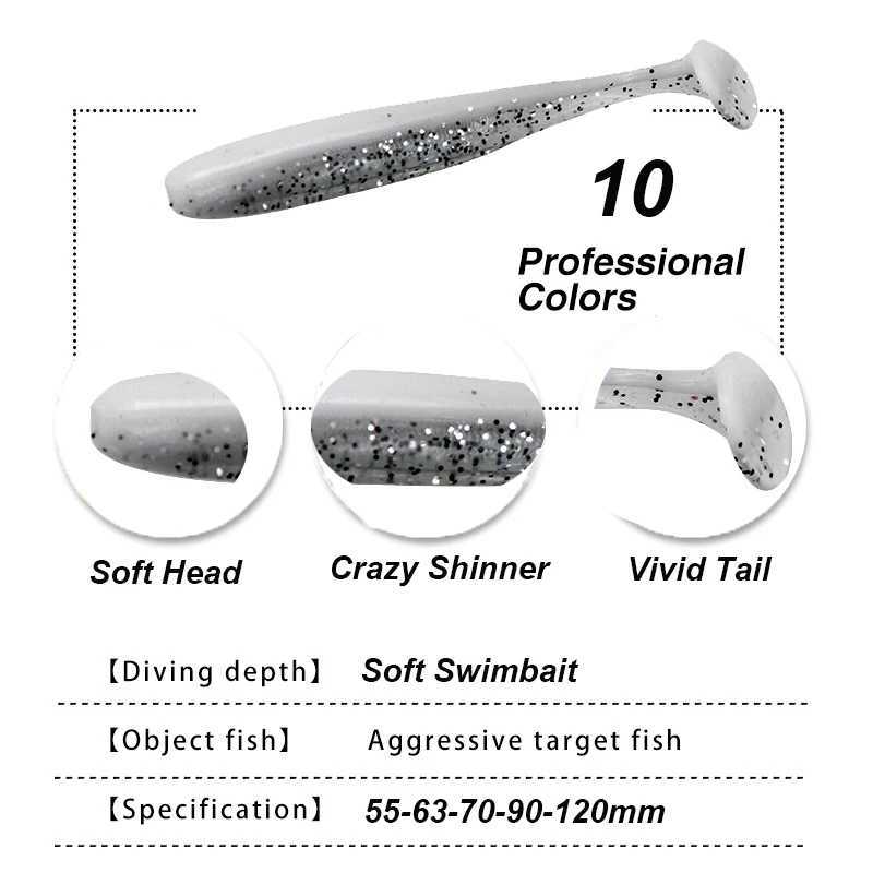 WESTBASS 3/5/10PCS Soft Fishing Lures 50-63-70-90-120mm Silicone Swimbaits Crazy Shinner Baits Rubber leurre gummi fischeXJ250122