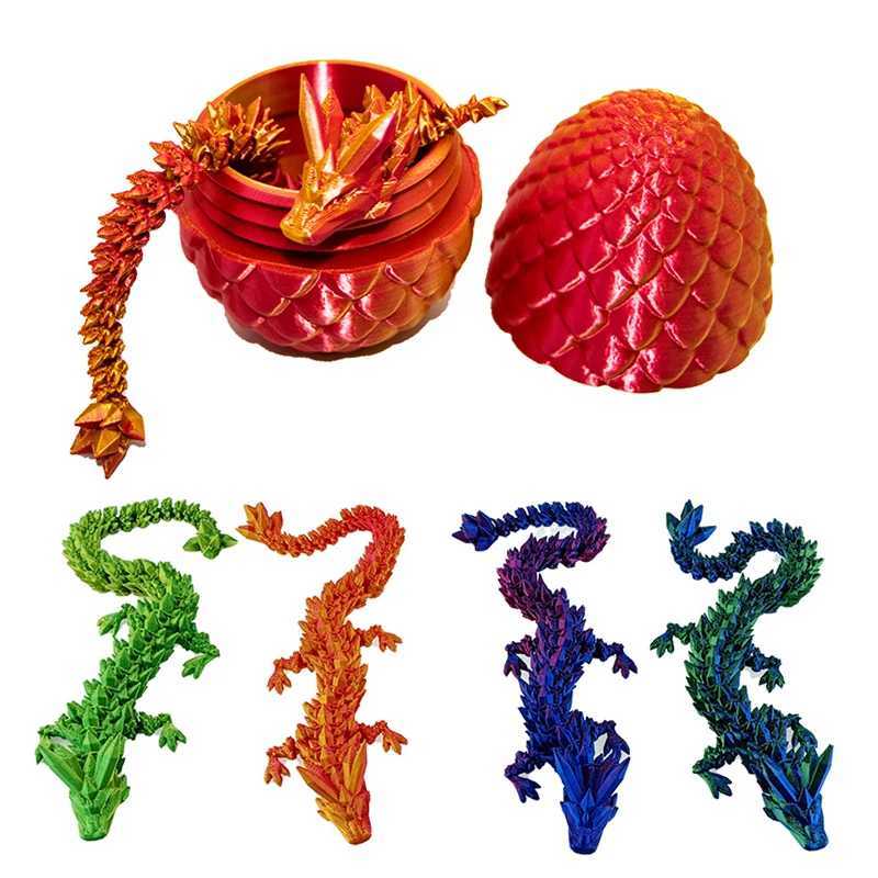 3D Printed Dragon Rotatable Articulated Dragons Western Sle Crystal Dragon Egg Home Office Desktop Craft Ornament Festive Gift Z250118