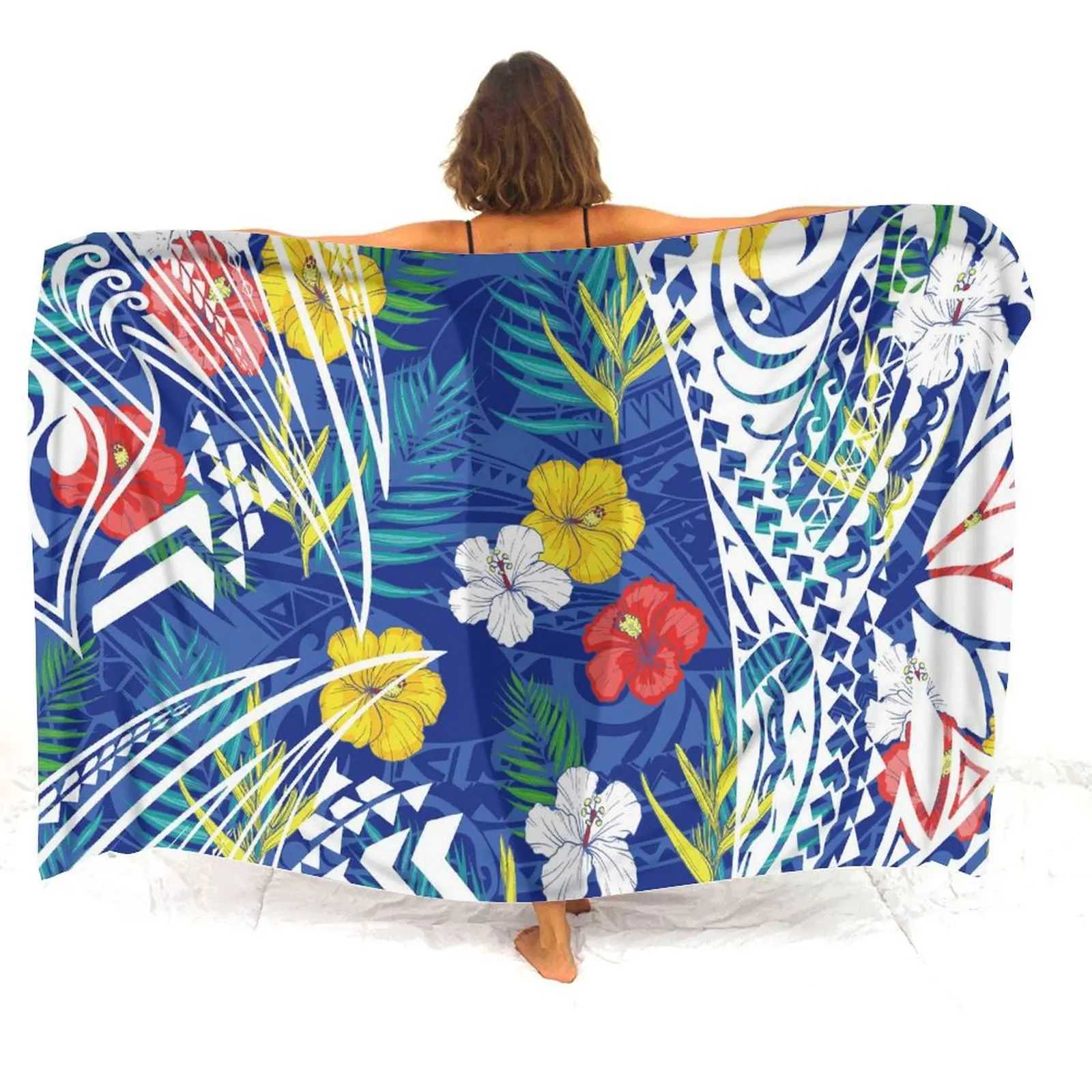 Beach Getay Soft and Comfortable Sarong Haian Fashion Beach Bikini Jacket Sarong Customized Polynesian Art Printed Flower Customization W250120
