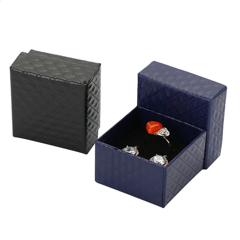 5*5*3cm Jewelry Display Box 48pcs Multi Colors Black Sponge Diamond Patternn Paper Ring /Earrings Box Packaging White Gift Box 250117