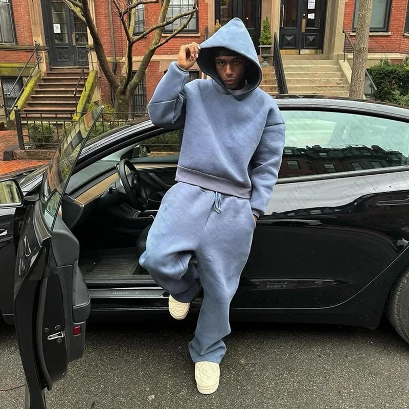 Y2K High Street gothic Solid Color sweatshirt Suit Punk Harajuku vintage HipHop Rock Pocket Casual Streetwear Mens Sweatpants 250109Z