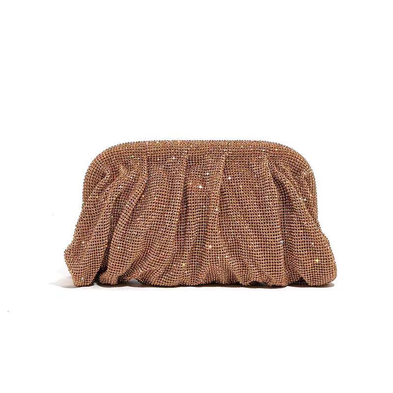 new style Women's Shiny Rhinestone Dinner Clip Diamond Handbag Shoulder Cloud Bag