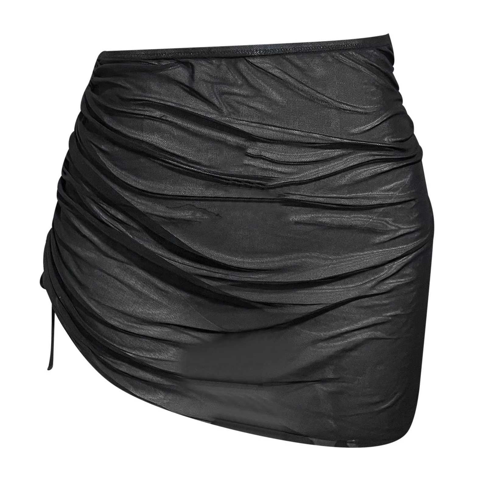 Women Knot Waist Skirt Cover Up Skirt Coverups Beach Bikini Mini Skirt Shiny Wrs Cover Ups For Swimwear Womens Swimwear W250120