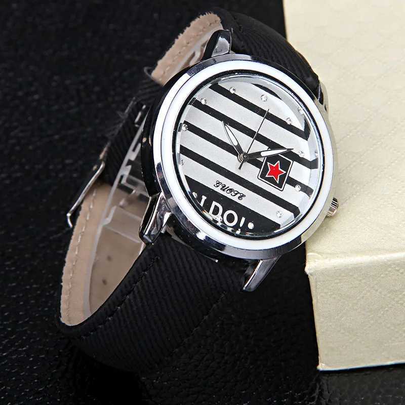 New Famous Brand Stripe Star Casual Quartz Watch Text Let Fabric Leather Dress Watch Relogio Womens Watch X250203