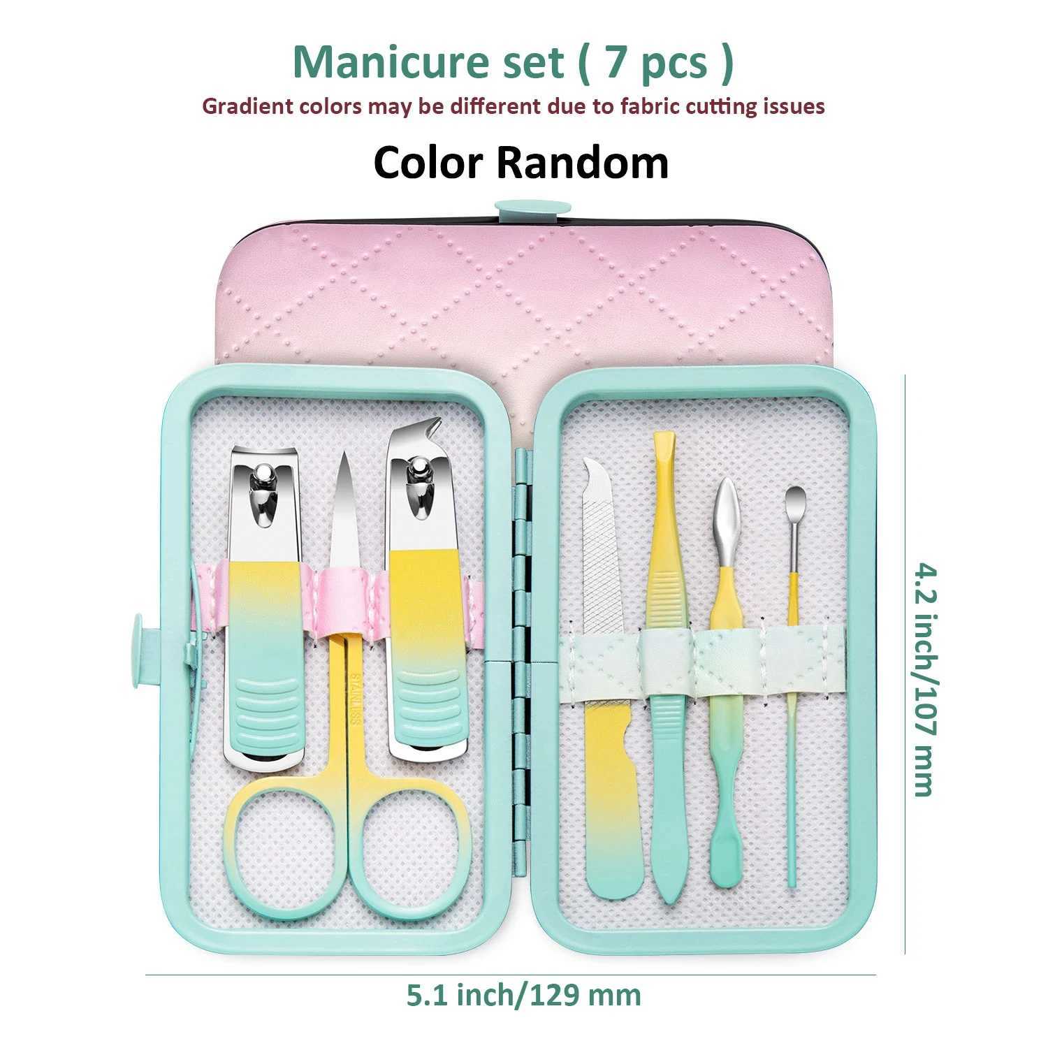 New Gradient colors 7-18pcs Manicure Set Pedicure Sets Nail Clippers High-quality Steel Professional Nail Cutters ToolsXJ250121