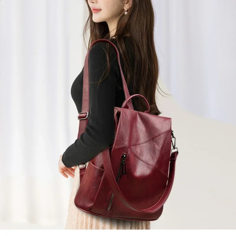 Fashion Solid Flap Pocket Backpacks High Quality PU Simplicity Bags for Women Large Capacity Interior Compartment Backpacks 250122