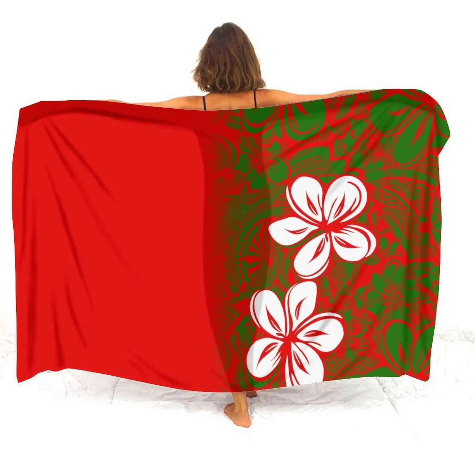 Summer soft ladies Sarong Haiian tribal ethnic Polynesian print custom floral pattern text custom seaside bikini jacket W250120