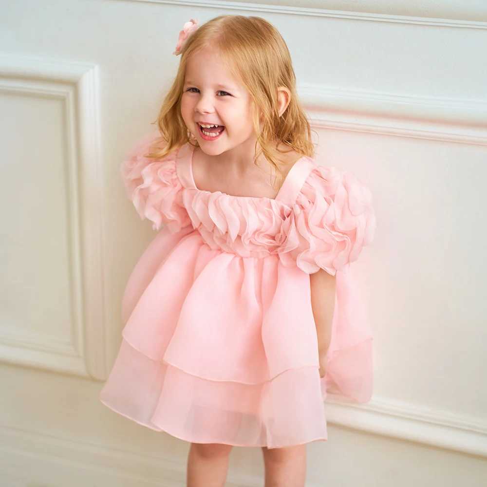 Pageant 1 Year Birthday Dress For Baby Girl Clothes Floral Princess Dress Wedding Puff Sleeve Girls Dresses Baptism Party Gown X250203