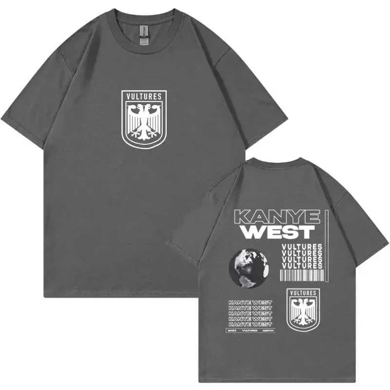Rapper and West Album Vultures Graphics T Shirt Men Women Hip Hop Retro Punk T-shirt Man Fashion Oversized Loose T Shirts X250203