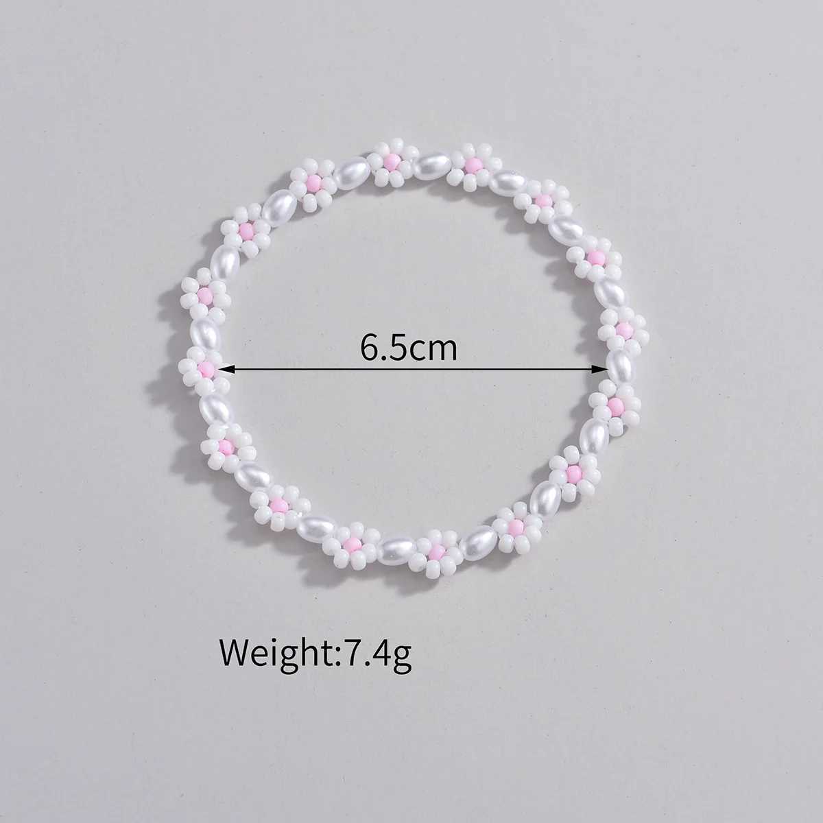 Bohemian style r bead flower mixed with pearl womens beach ankletXJ250121