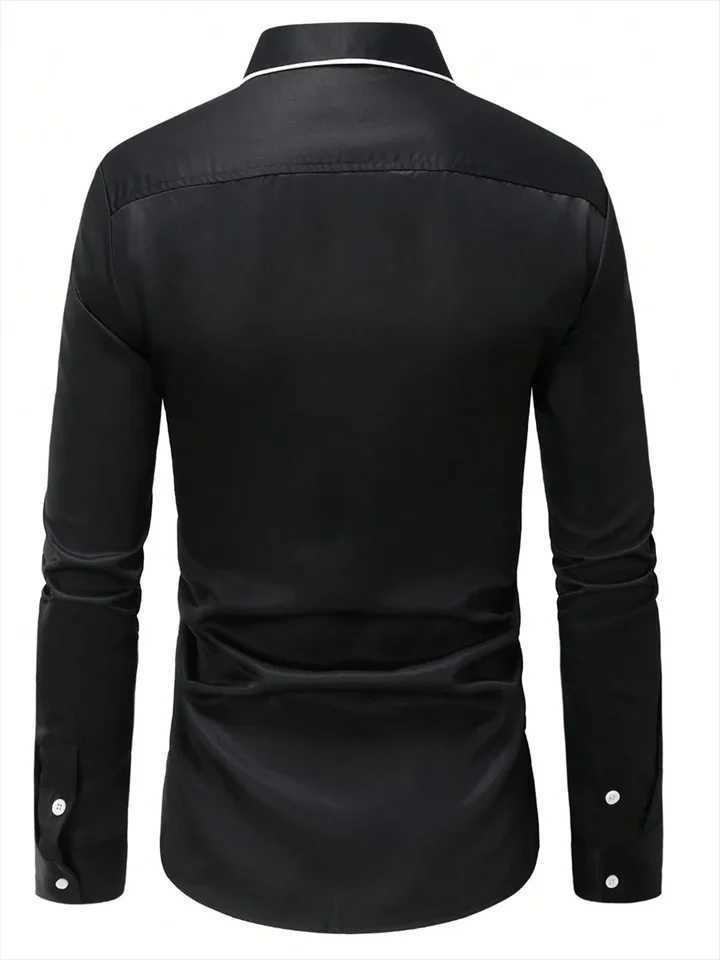2024 Fashion lapel Long Sleeve mens Shirt Simple casual mens Street dance shirt European size 6XLXJ250121