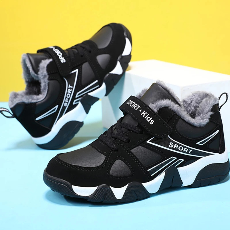 Childrens sports shoes winter plush warm leather comfortable tennis shoes casual outdoor sports comfortable childrens tennis shoes 250110